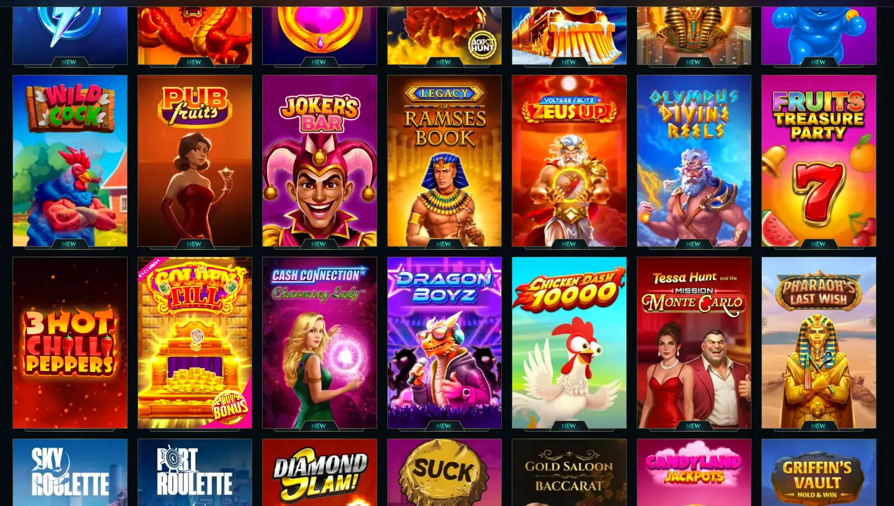 Schermata di accesso Unique Casino con bonus di benvenuto
